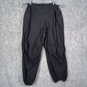 iets Frans Black Parachute Pants Women Medium Balloon Leg Streetwear Cargo